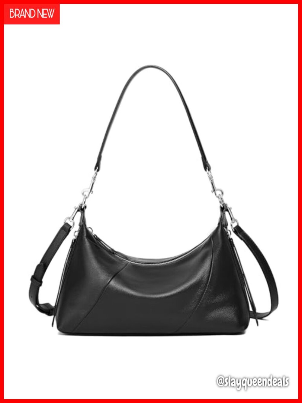 Genuine Leather Hobo Shoulder Bag, Minimalist Crossbody for Work Travel